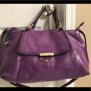 B Makowsky Purple Leather Handbag